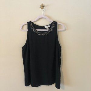 Loft blouse with beaded neckline